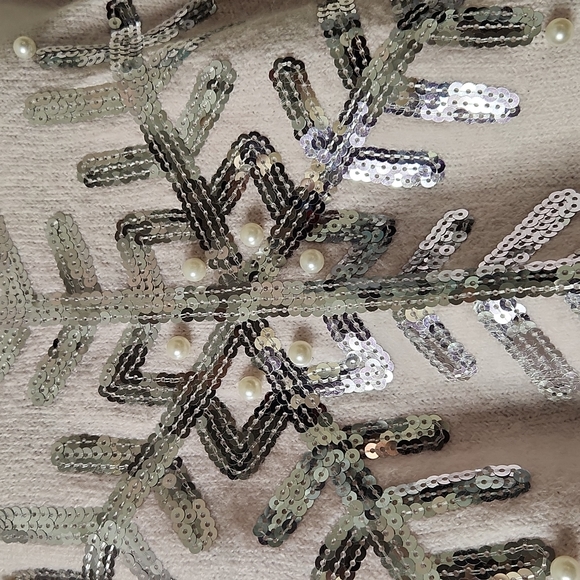 Pink sequin  fuzzy knit faux fur crewneck barbiecore Christmas sweater size xl - Picture 3 of 7